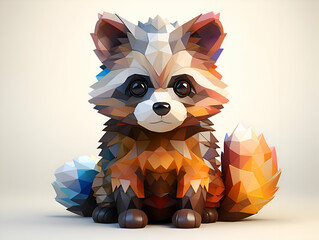 Raccoon polygonal illustration. low poly style.