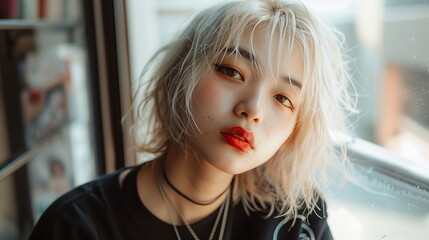 金髪の若い女性　モデル