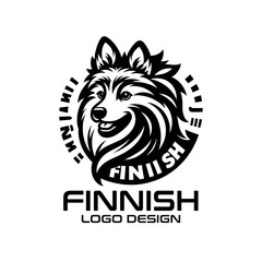 Finnish Lapphund Vector Dog Logo Design