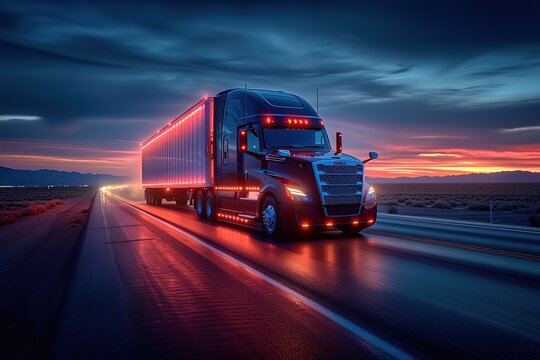 Truck Driver's Rig Aerodynamics An illustration or image highlighting aerodynamic features on trucks for fuel efficiency