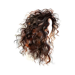 Elegant Watercolor Curly Hair. Vector illustration design.