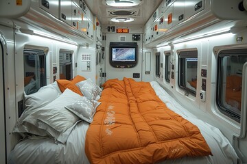 Truck Driver's Rig Sleep Cabin Innovations Scenes showcasing innovative sleep cabin designs for truckers