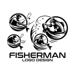 Fisherman Vector Logo Design