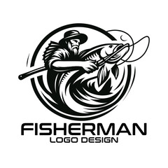 Fisherman Vector Logo Design