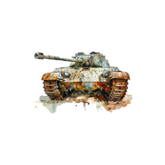 Vintage Tank in Watercolor Painting. Vector illustration design.