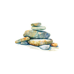 Stacked Watercolor Stones in Balance. Vector illustration design.
