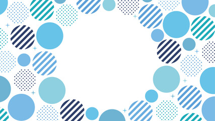 幾何学　水玉　丸フレーム　キラキラ　パステル　水色 青