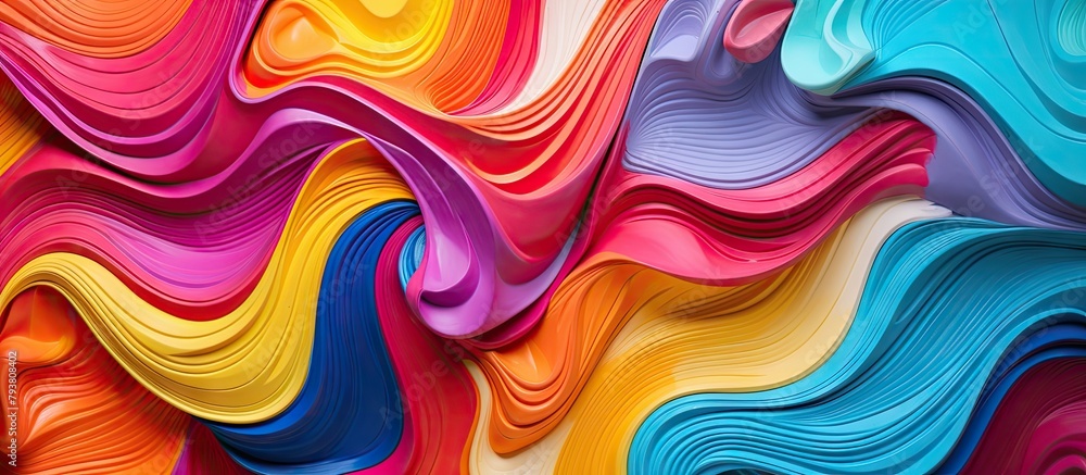 Poster vibrant mural displaying colorful undulating patterns