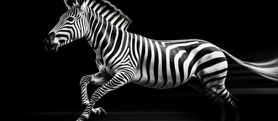 Fototapeta premium Zebra running swiftly under cover of darkness