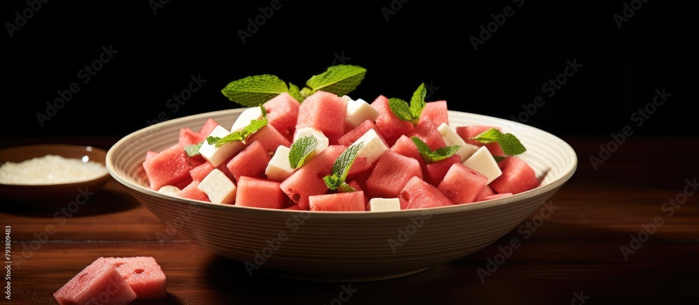 Poster A bowl of refreshing watermelon and mint