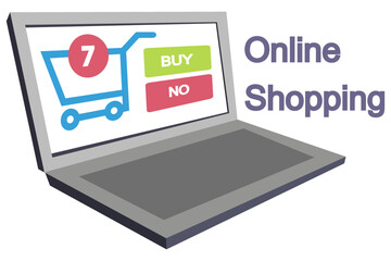 online shopping icon, web shopping, online shop label, sale logo, store in a laptop, online store sign on white background, sale icon, vector artwork