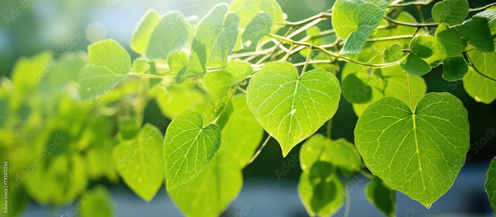 Canvas Prints Sunlit green foliage close-up