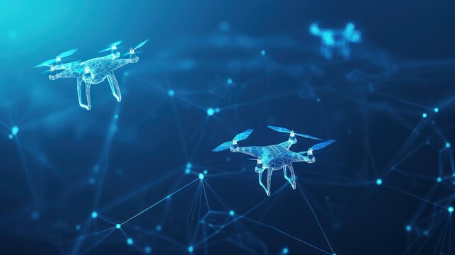 digital drone on blue background