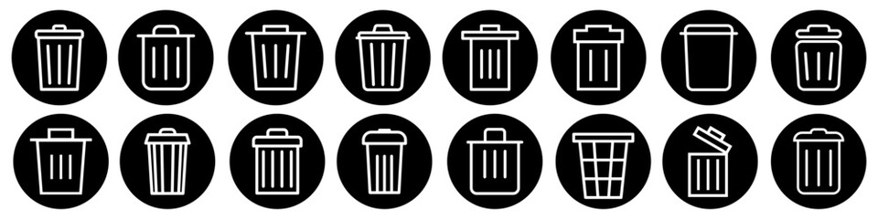 Trash can vector icon set. garbage illustration sign collection. basket symbol or logo.