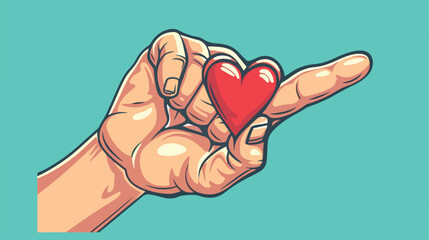 Finger mini heart symbol. Human Hand with index finge