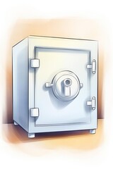 A cartoon safe with a dial lock