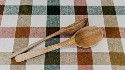 Kitchen wooden spoons on the table