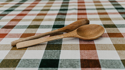 Kitchen wooden spoons on the table