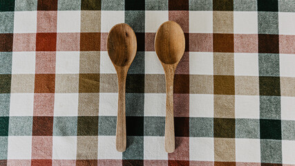 Kitchen wooden spoons on the table