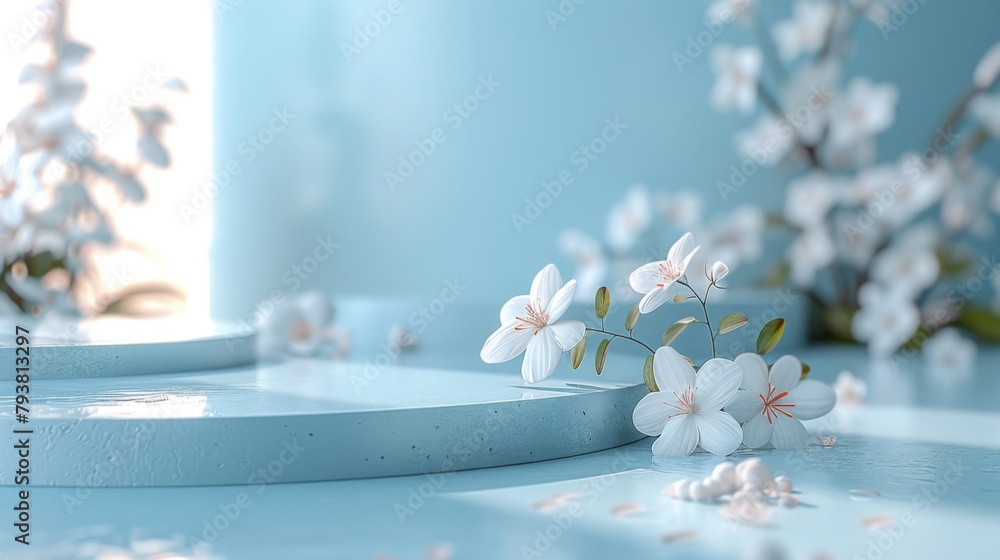 Poster close-up of flower on table