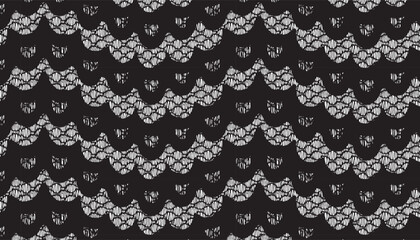 Black fan-shaped hollow lace fabric