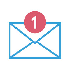 message icon, new message label, chat, letter sign icon, simple message concept on white background, letter logo, vector artwork