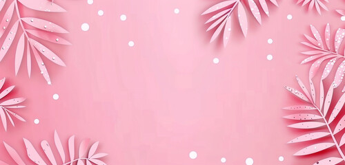 Fototapeta na wymiar Tropical whimsy in vector: bubblegum pink with light pink palm shadows and dots.