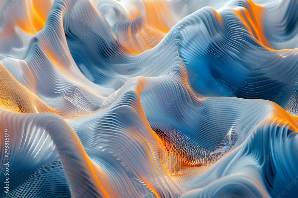 Poster mesmerizing chromatic waves of futuristic abstract patterns in captivating light and dark gradients