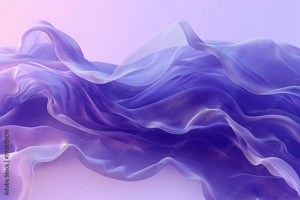 Poster fluid and ethereal lavender waves against a minimalistic gradient background