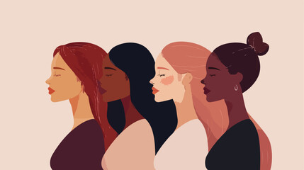 Four women of different nationalities and cultures 