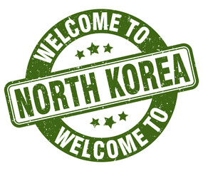 Welcome to North Korea stamp. North Korea round sign