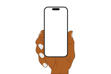 a phone in a hand on a transparent background in vector format