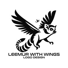 Obraz premium Lemur With Wings Vector Logo Design