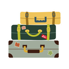Icons luggage. Flat style summer travel suitcase. Suitcases and backpacks vector