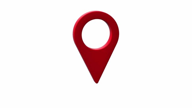 3D Location Pin pointer Animated. Red gps pin. Transparent background with alpha channel
