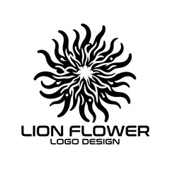 Obraz premium Lion Flower Vector Logo Design