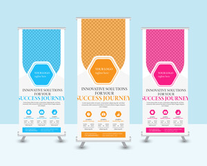Business Roll Up Banner stand vector creative design.