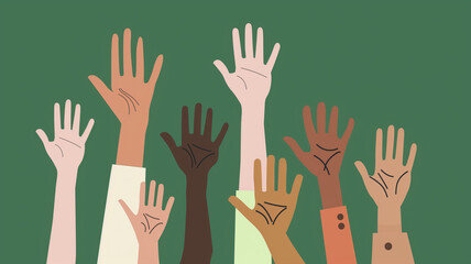 hands rise up, symbolizes equality, struggle, emancipation and freedom. Juneteenth, African-American Independence Day, - obrazy, fototapety, plakaty