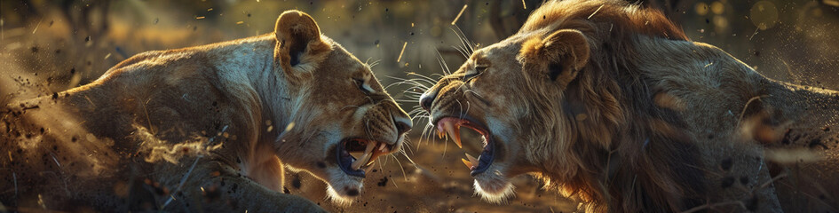 Lions engaged in a titanic duel 