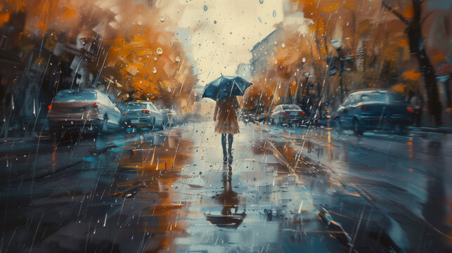 la femme au parapluie sous la pluie