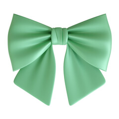 3d rendering big green bow cute transparent