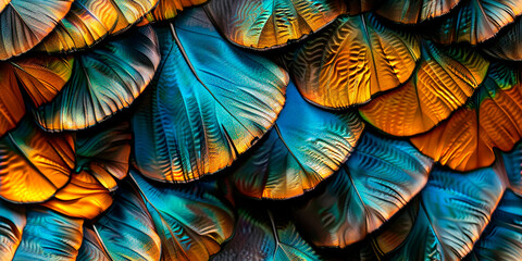 Close-up of iridescent butterfly wings in rich detail - obrazy, fototapety, plakaty
