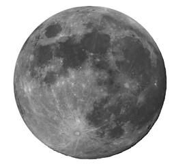 Photograph of the full moon in which you can see the craters and asteroid impacts. The photo was...