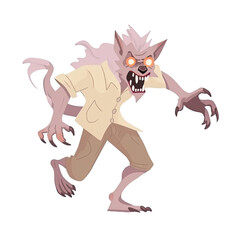 Fototapeta premium An illustration of a werewolf wearing white clothes running