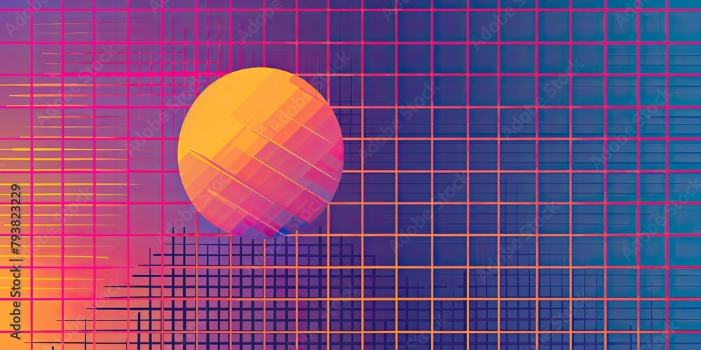 Poster a vector background showcasing a geometric square pattern reminiscent of retro 80s aesthetics, ideal