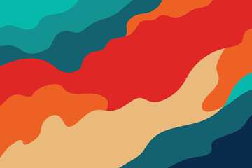 Abstract watercolor paint background by teal color orange and red with liquid fluid texture for background vector