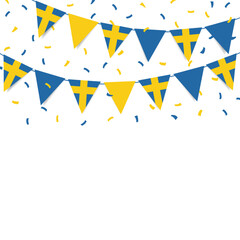 Sweden National Day. Garland with the flag of Sweden on a white background. Vector Illustration
