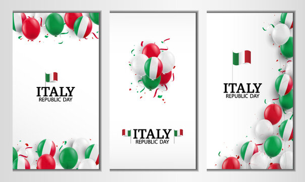 Republic Day Italy. Banner set. Vector Illustration

