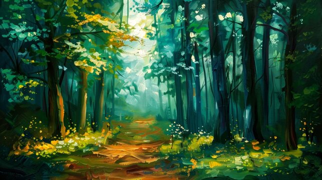 illustration paint art of forest background