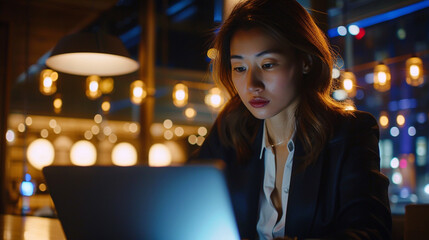 Focused Professional Working Late Hours